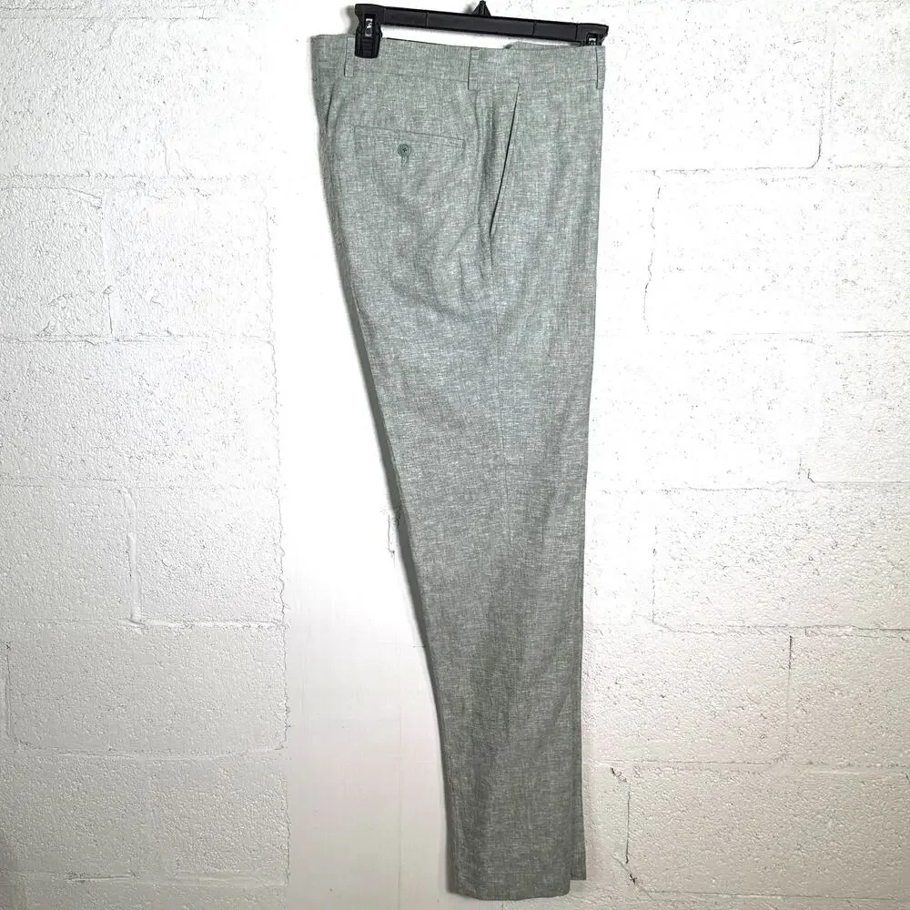 Bar III Men's Slim-Fit Linen blend Suit Pants, green, 32x34 $135